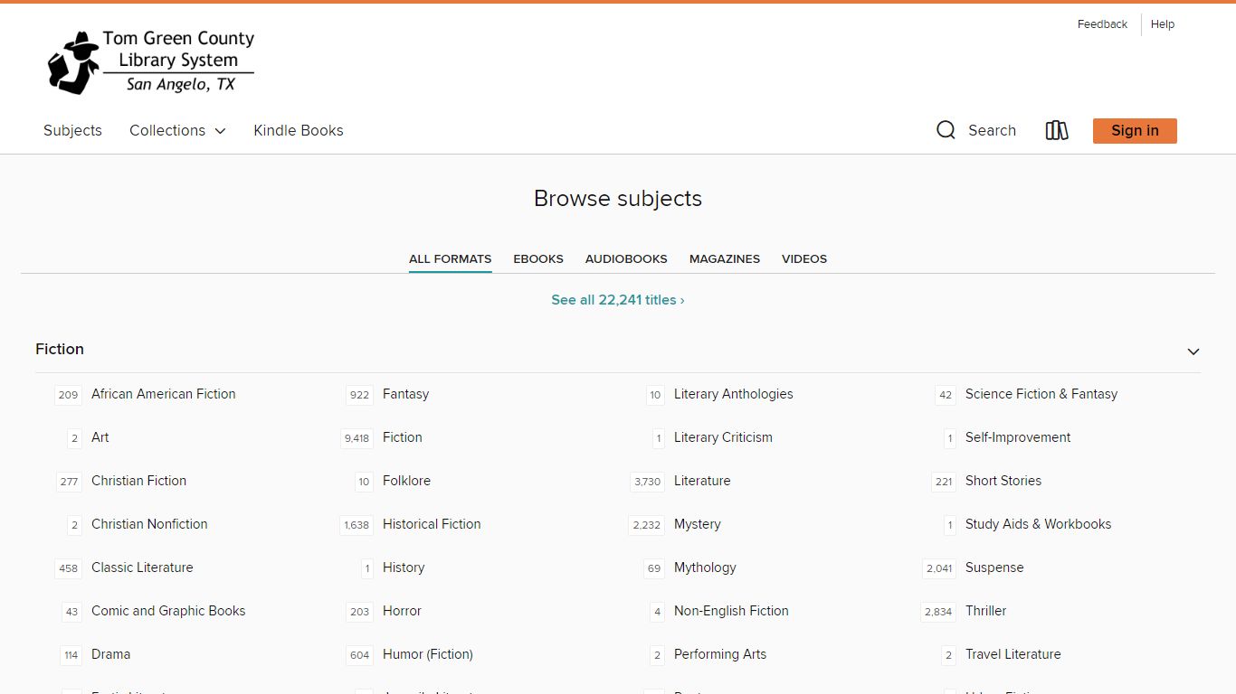 Browse subjects - Tom Green County Library System - OverDrive